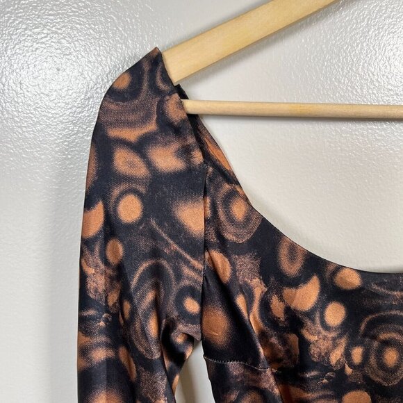 Douglas Hannant Silk Dress Size 8 Brown Black Party Cocktail Event Draped Back - Picture 5 of 12